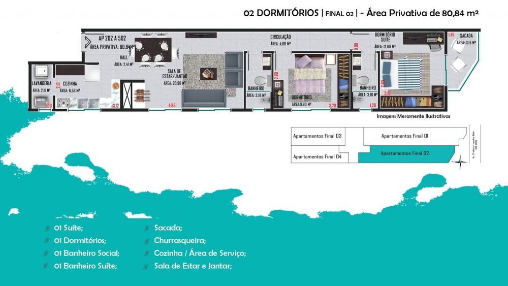 Apartamento, 2 quartos, 80 m² - Foto 2