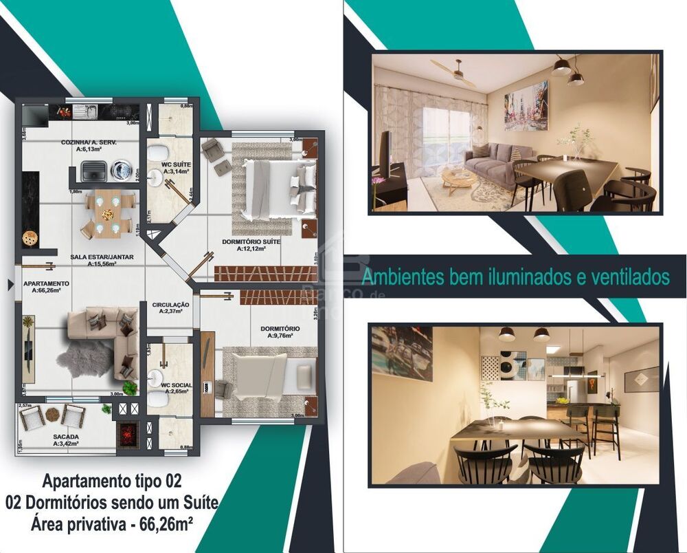 Apartamento, 2 quartos, 66 m² - Foto 3