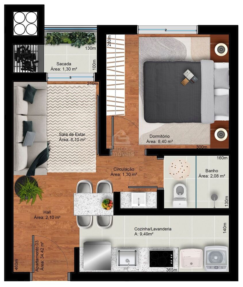 Apartamento, 1 quarto, 34 m² - Foto 2