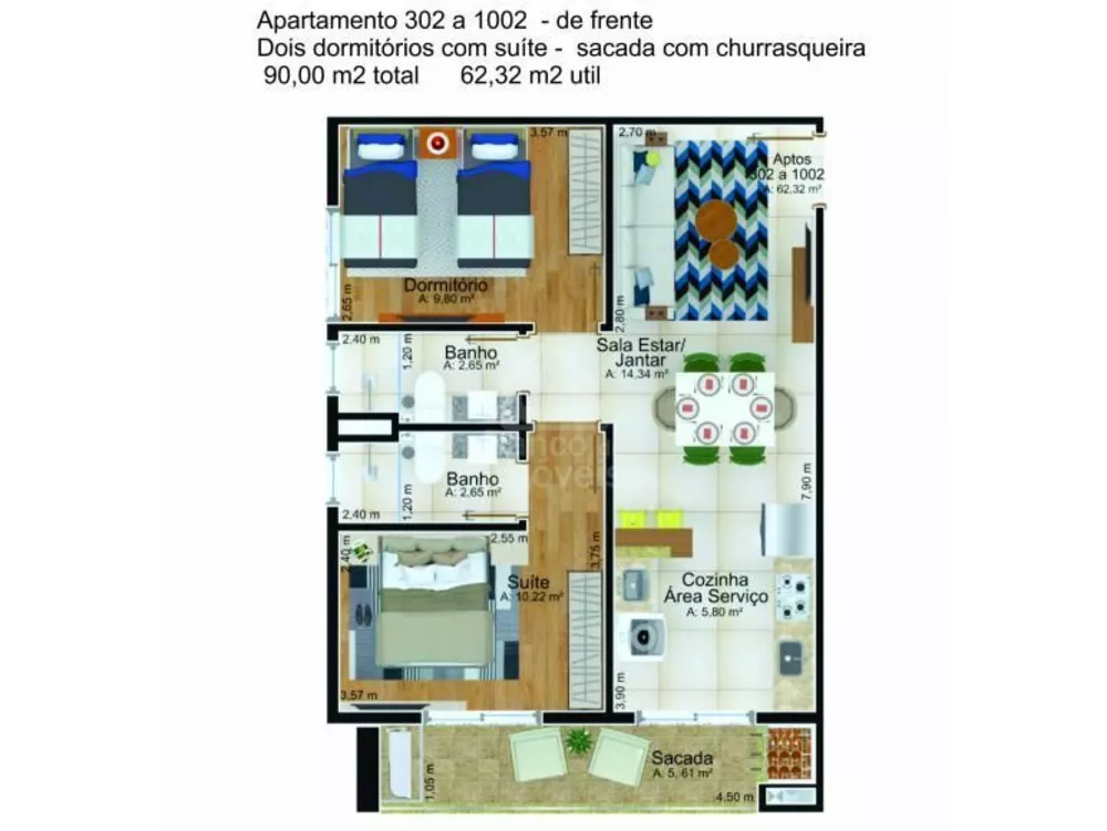 Apartamento à venda com 2 quartos, 56m² - Foto 3