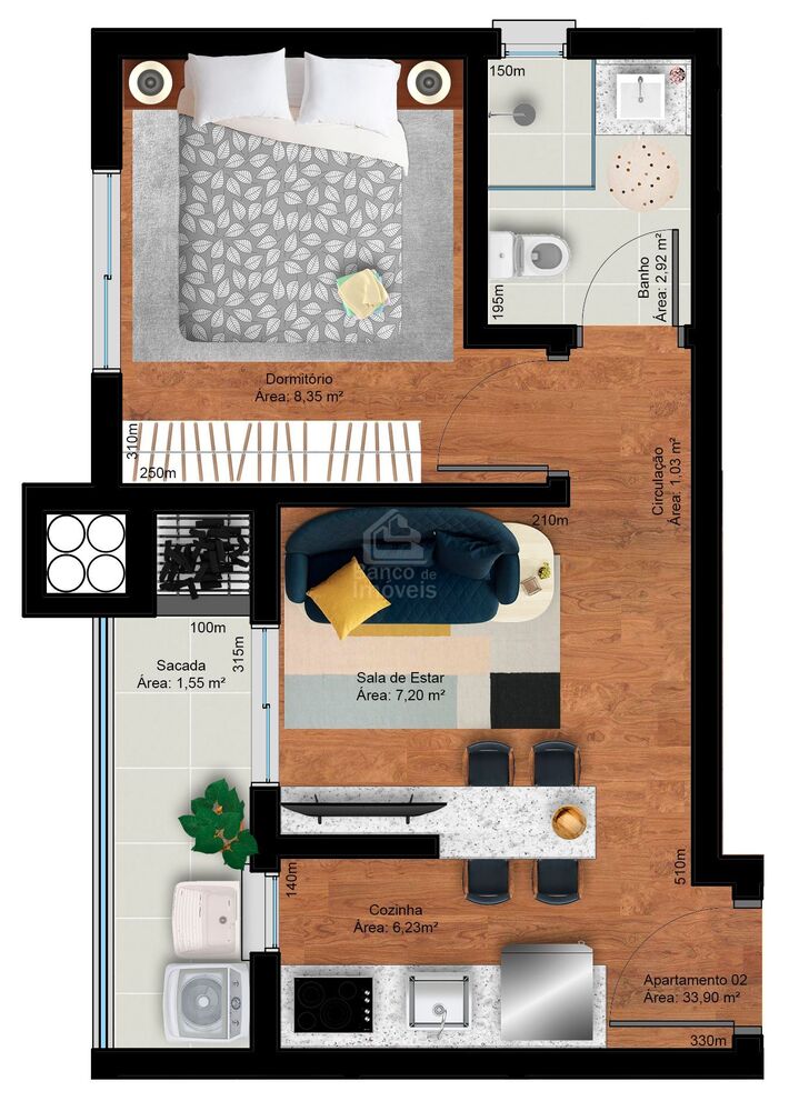 Apartamento, 1 quarto, 33 m² - Foto 2