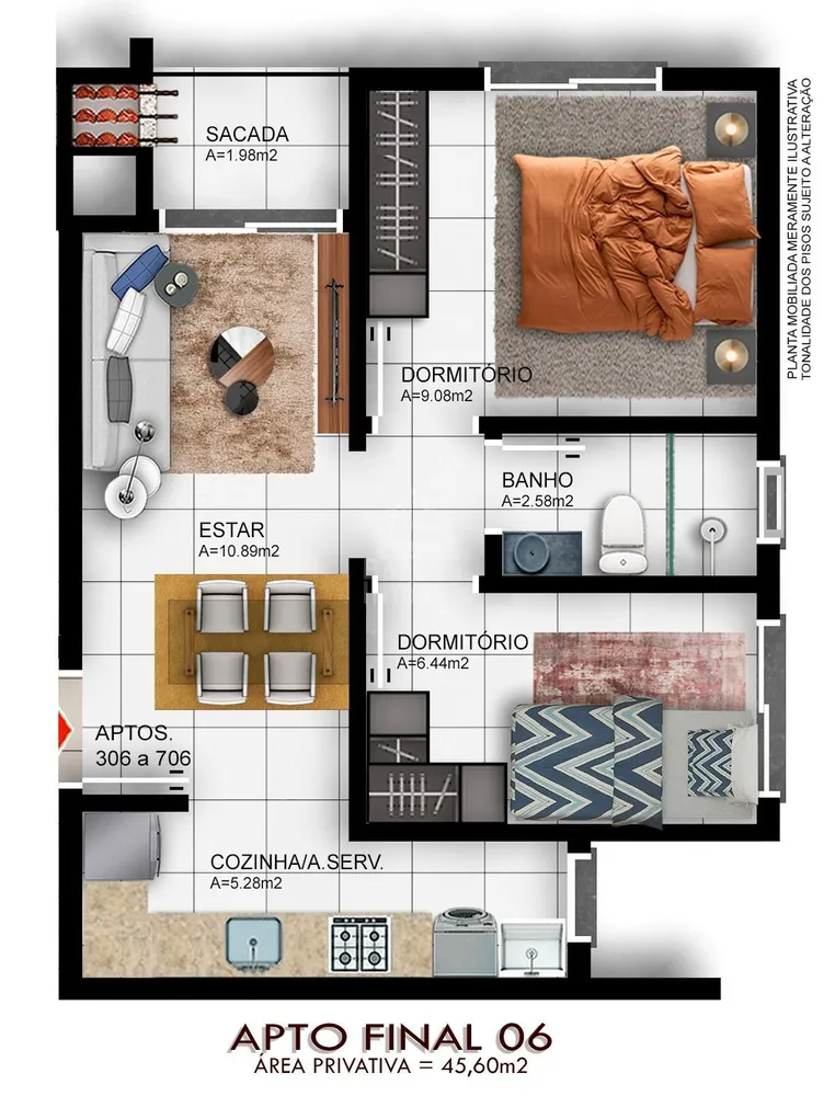 Apartamento, 2 quartos, 45 m² - Foto 1