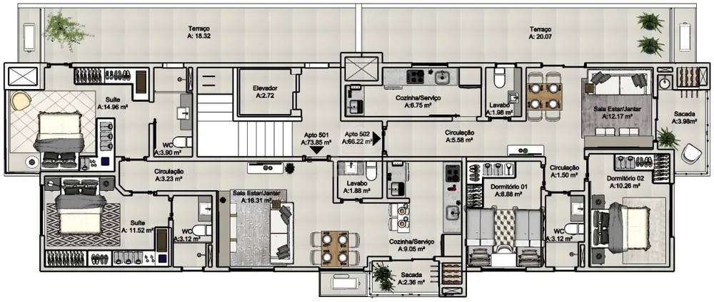 Apartamento, 2 quartos, 73 m² - Foto 7