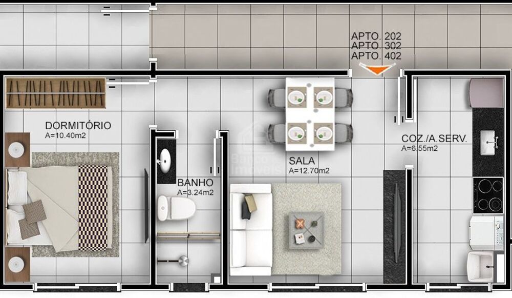Apartamento, 1 quarto, 45 m² - Foto 1