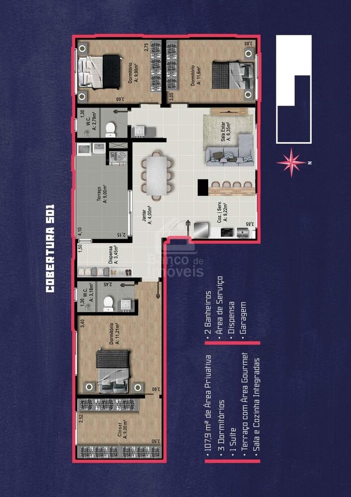 Apartamento, 3 quartos, 107 m² - Foto 6
