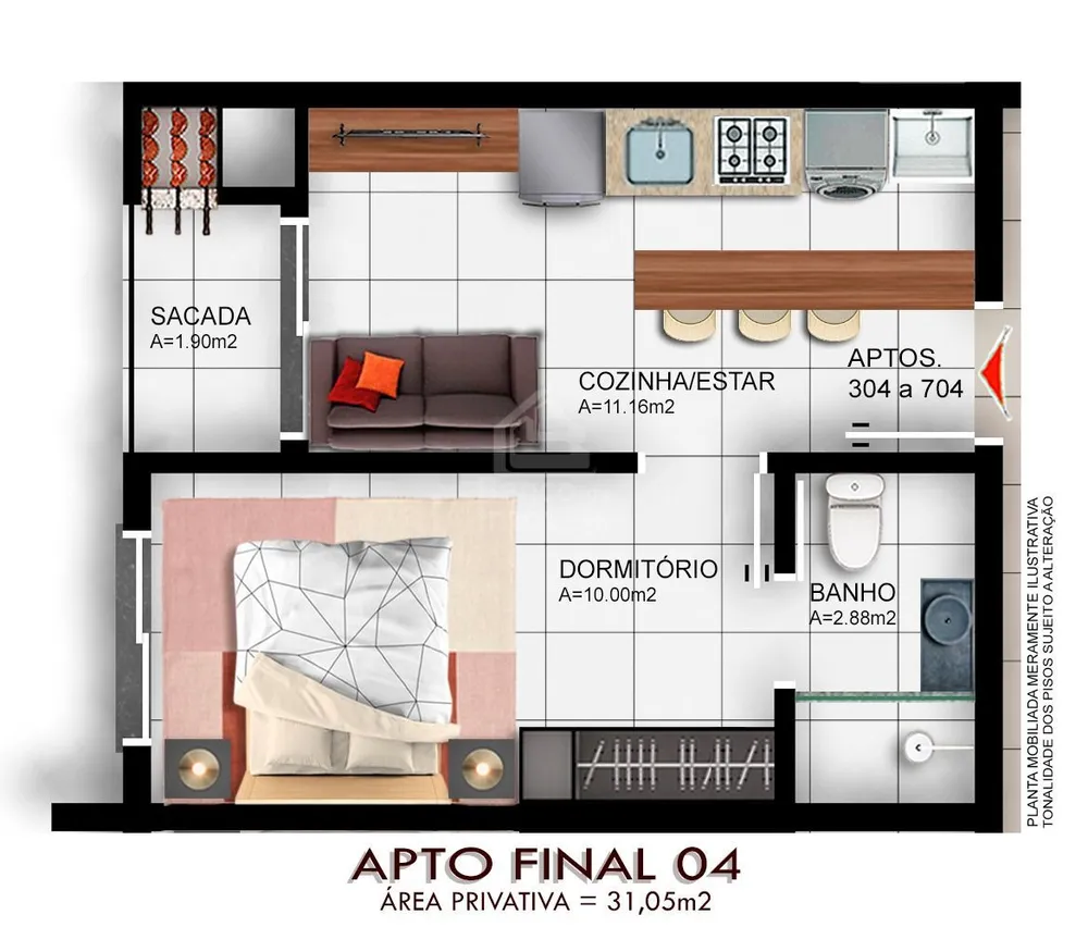 Apartamento, 1 quarto, 31 m² - Foto 3