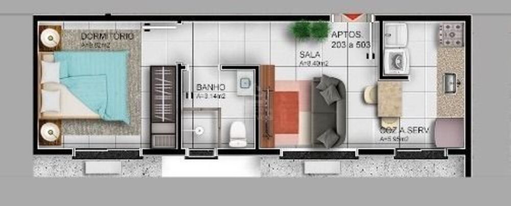 Apartamento, 1 quarto, 36 m² - Foto 2
