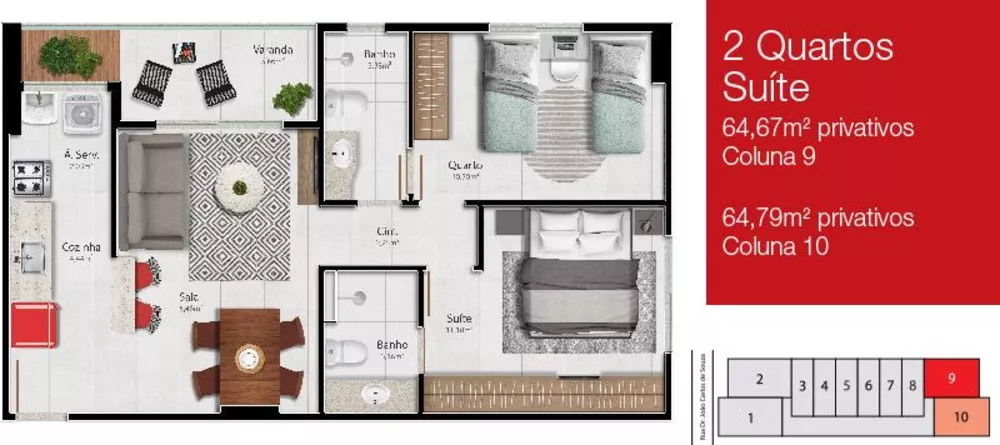 Apartamento à venda com 2 quartos, 64m² - Foto 2