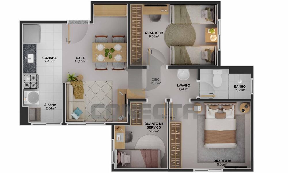 Apartamento à venda com 2 quartos, 45m² - Foto 9