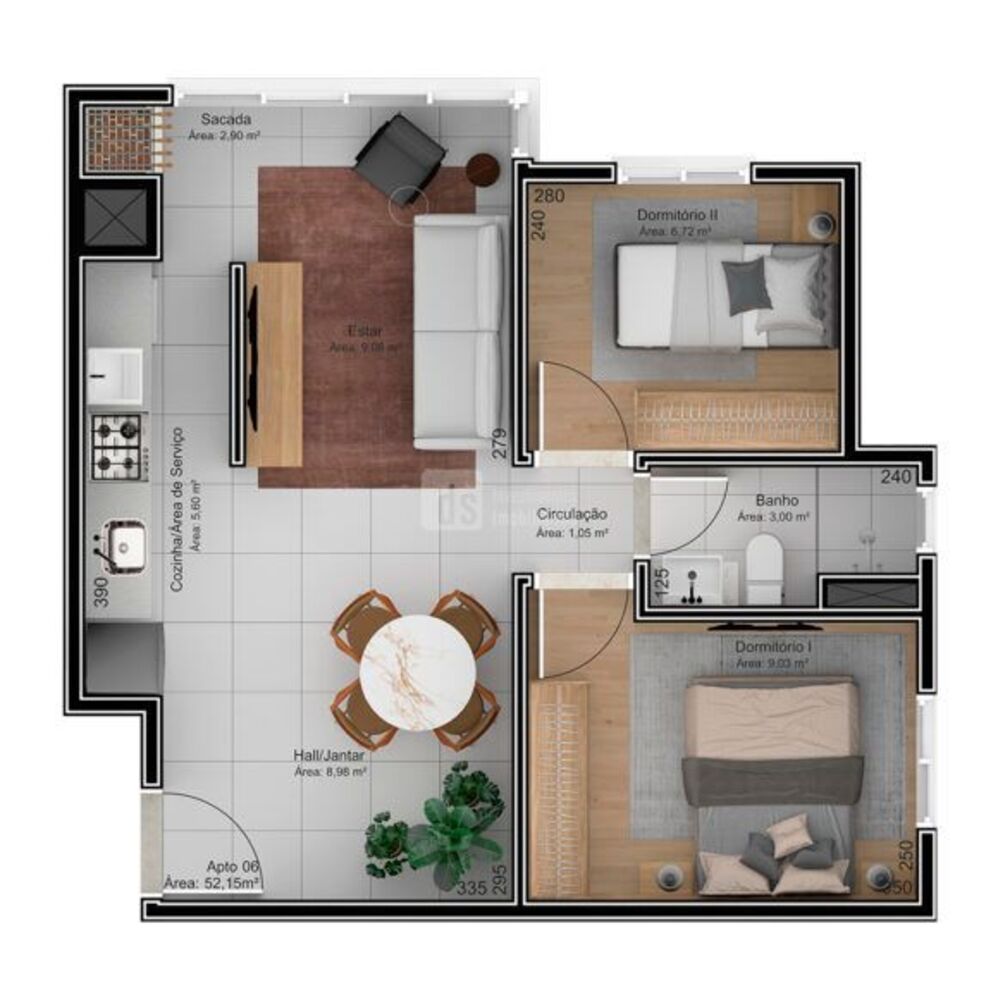 Apartamento, 2 quartos, 52 m² - Foto 6