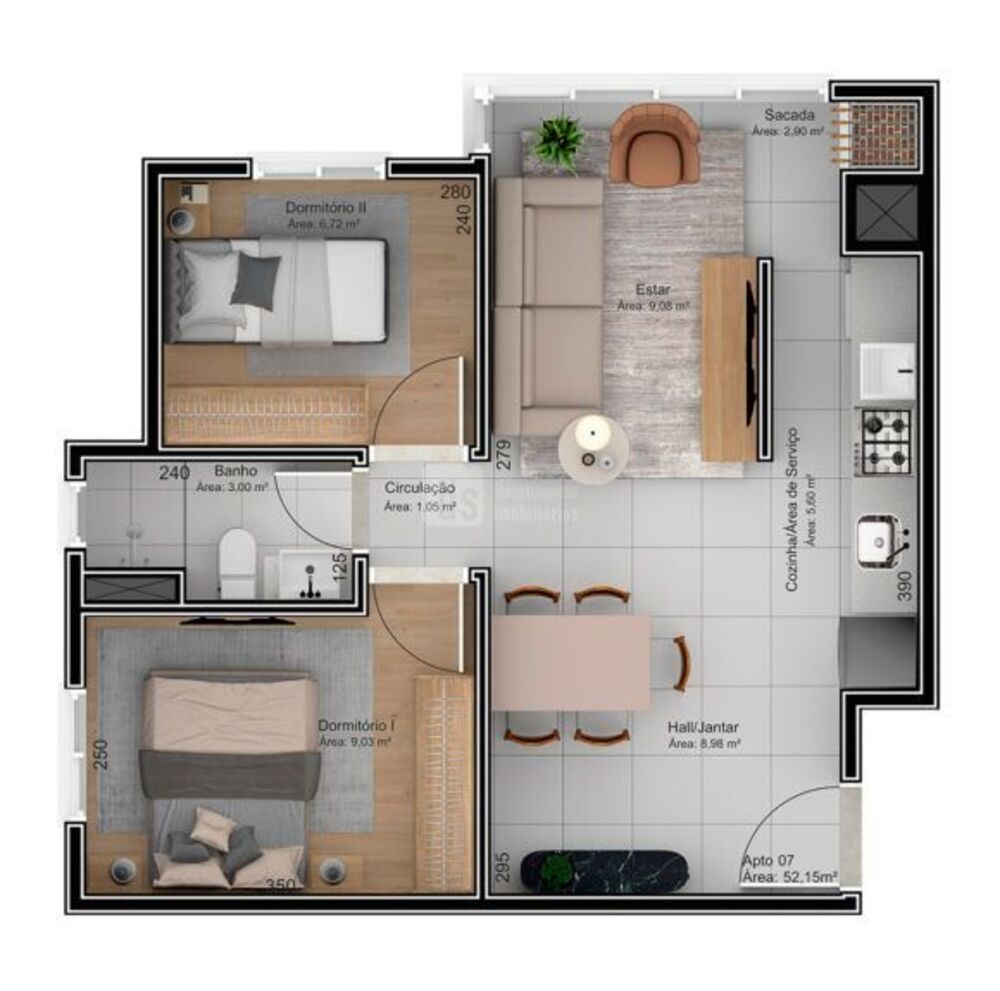 Apartamento, 2 quartos, 52 m² - Foto 7