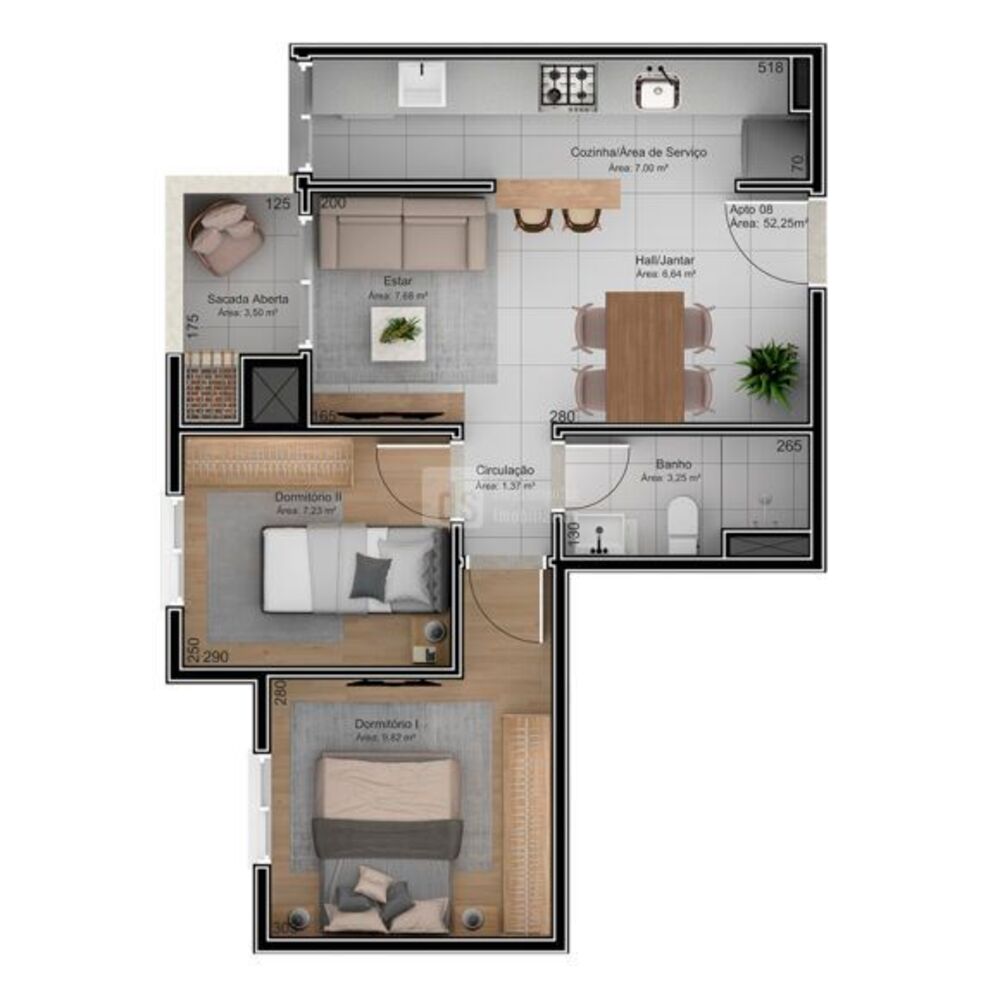 Apartamento, 2 quartos, 52 m² - Foto 8
