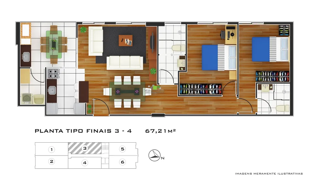 Apartamento, 2 quartos, 68 m² - Foto 3