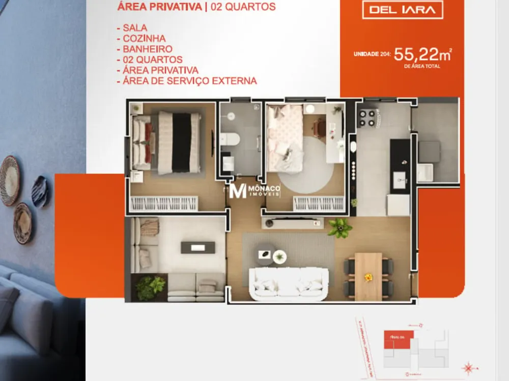 Apartamento, 2 quartos, 55 m² - Foto 1