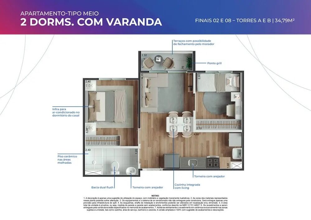 Apartamento, 2 quartos, 35 m² - Foto 3