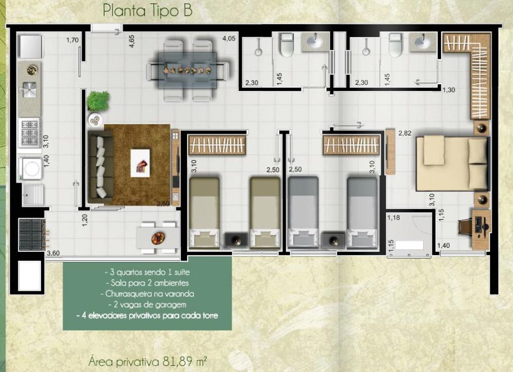 Apartamento, 3 quartos, 78 m² - Foto 3