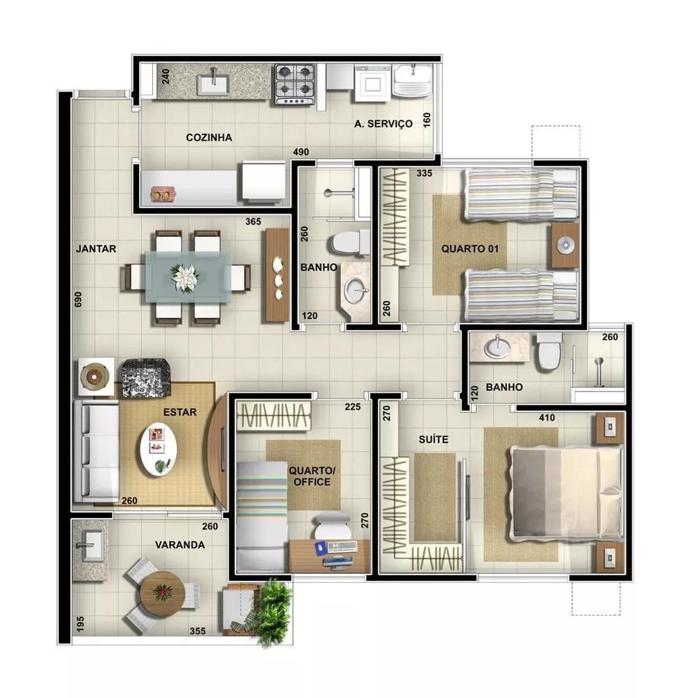 Apartamento à venda com 3 quartos, 80m² - Foto 3