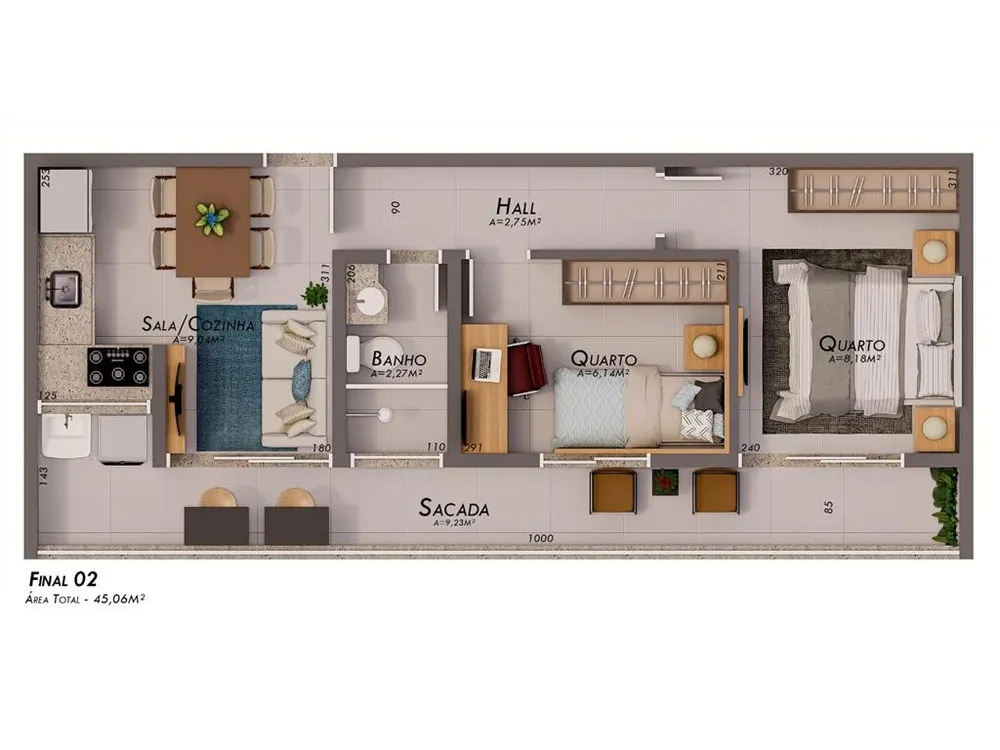 Apartamento, 2 quartos, 58 m² - Foto 2