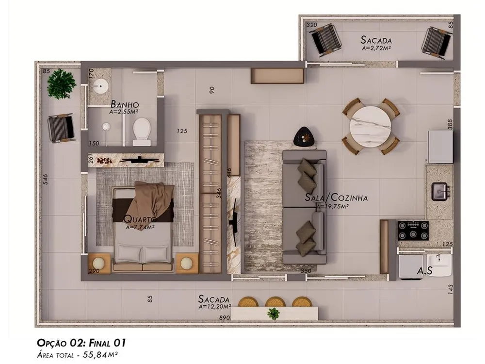 Apartamento, 2 quartos, 58 m² - Foto 1