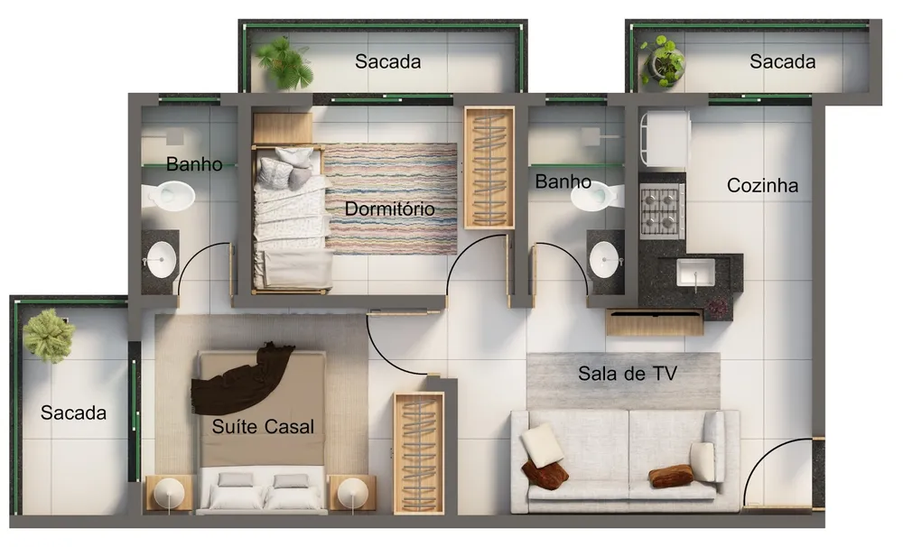 Apartamento, 2 quartos, 48 m² - Foto 3