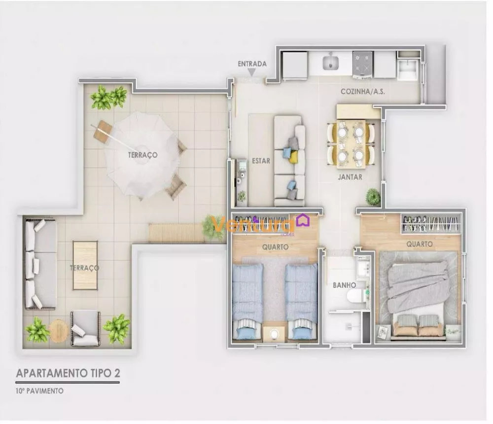 Apartamento, 2 quartos, 44 m² - Foto 1