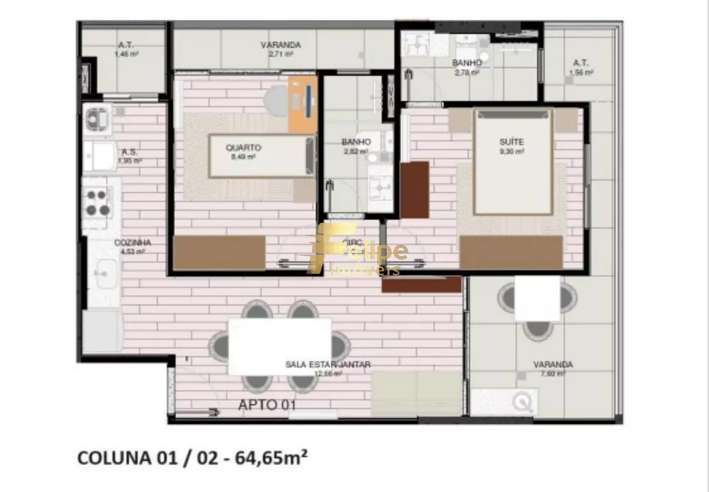 Apartamento à venda com 2 quartos, 107m² - Foto 2