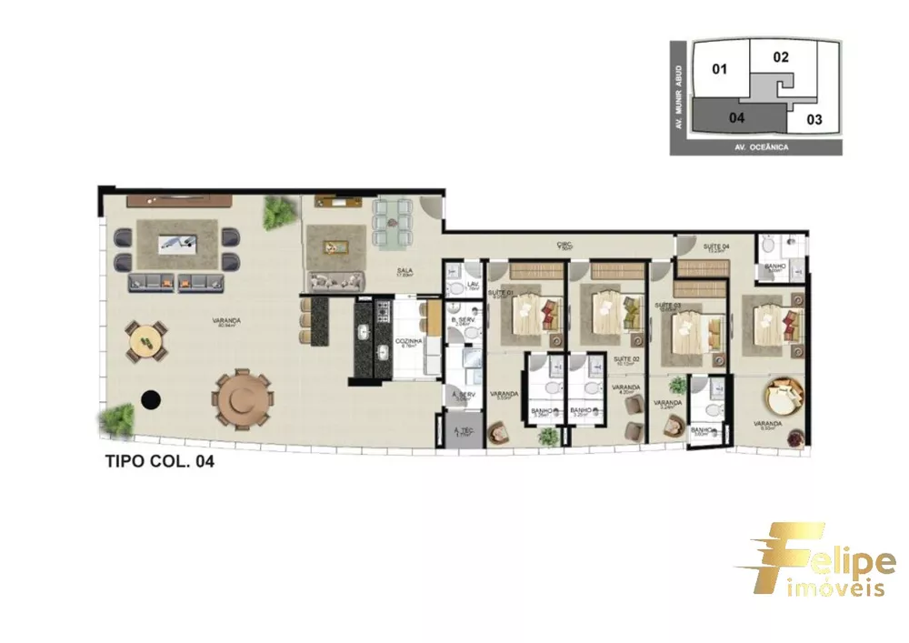 Apartamento à venda com 4 quartos, 221m² - Foto 2