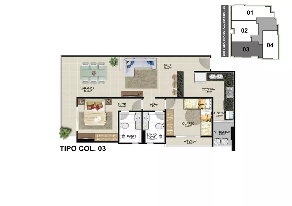 Apartamento à venda com 2 quartos, 73m² - Foto 3