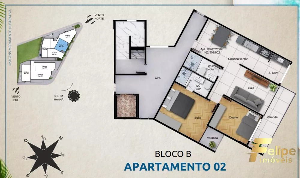 Apartamento à venda com 2 quartos, 79m² - Foto 7