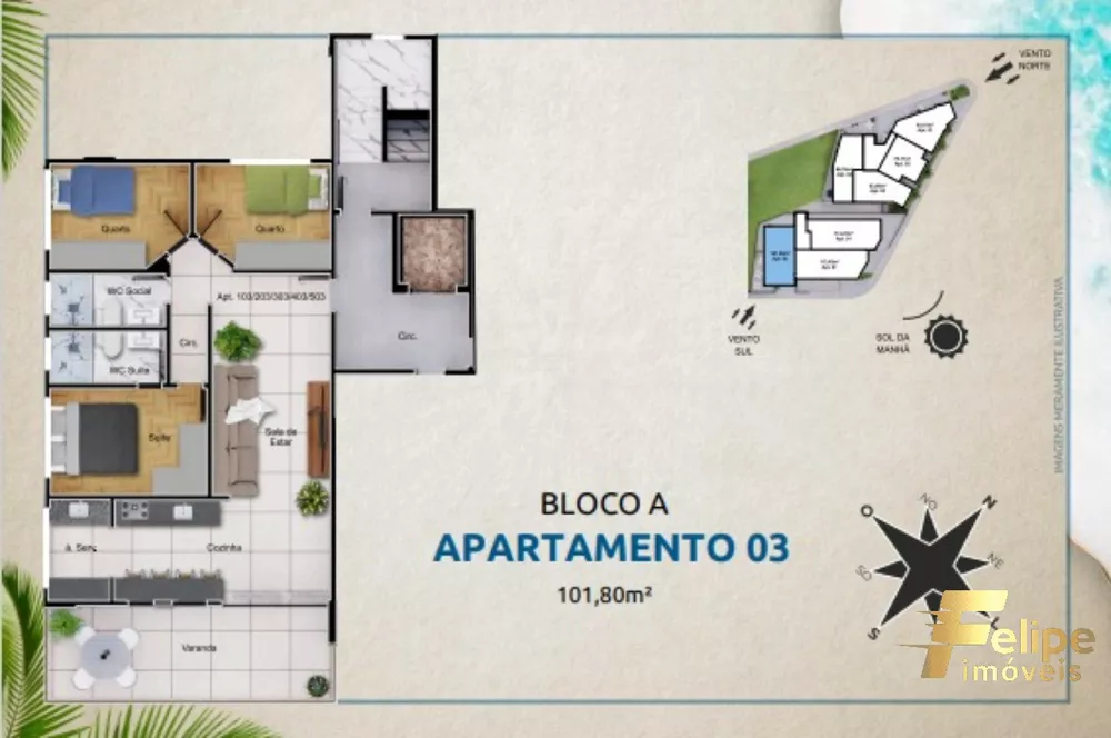 Apartamento à venda com 3 quartos, 101m² - Foto 3