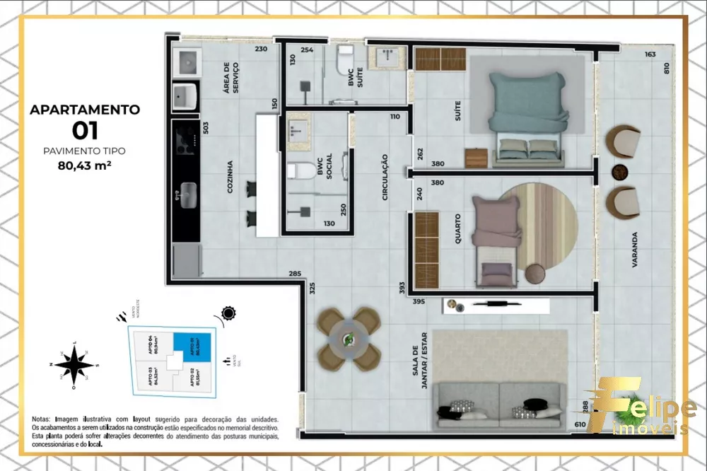 Apartamento à venda com 3 quartos, 80m² - Foto 3