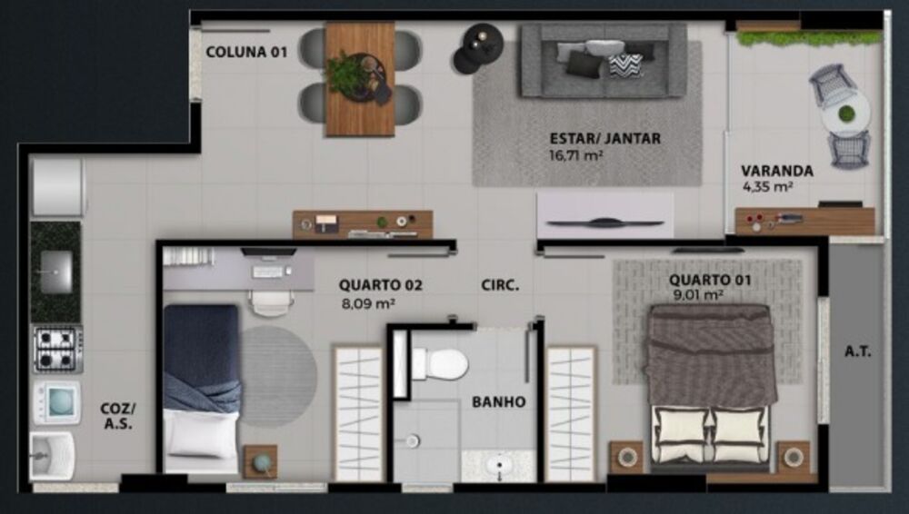 Apartamento, 2 quartos, 55 m² - Foto 9