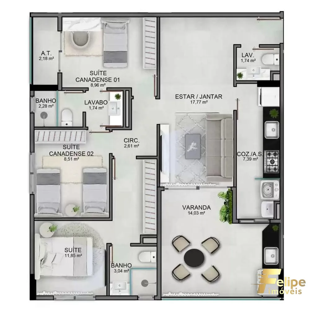 Apartamento, 3 quartos, 91 m² - Foto 7