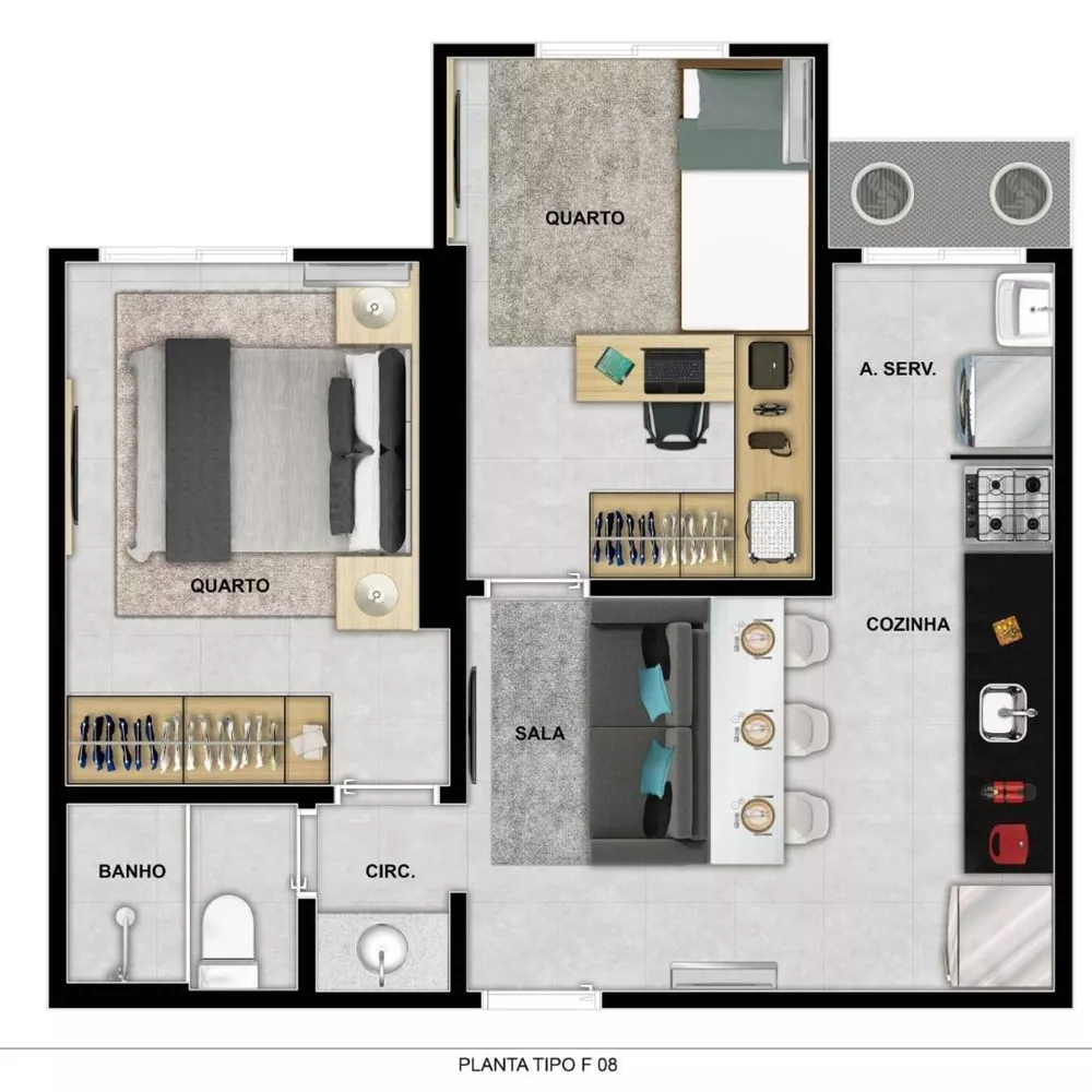 Apartamento à venda com 2 quartos, 37m² - Foto 3