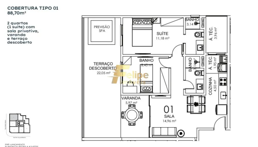 Cobertura, 2 quartos, 85 m² - Foto 5
