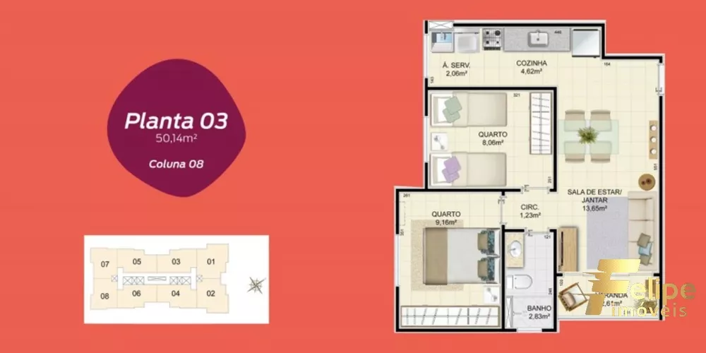 Apartamento à venda com 2 quartos, 50m² - Foto 3