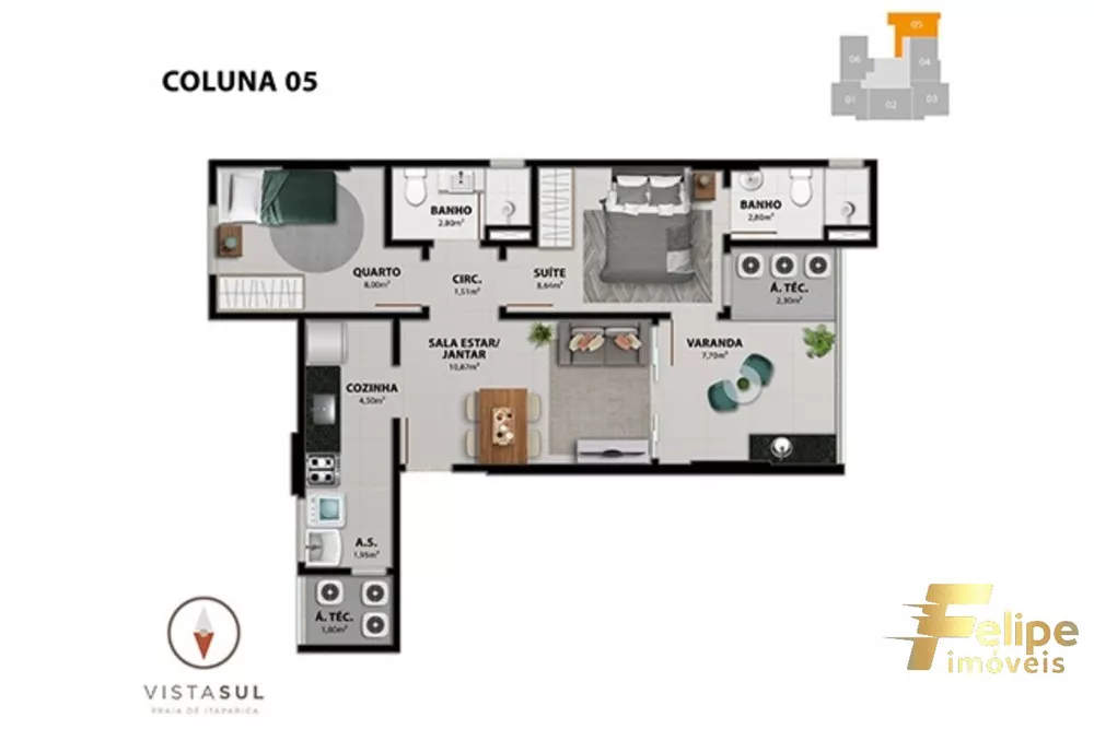 Apartamento à venda com 2 quartos, 63m² - Foto 5