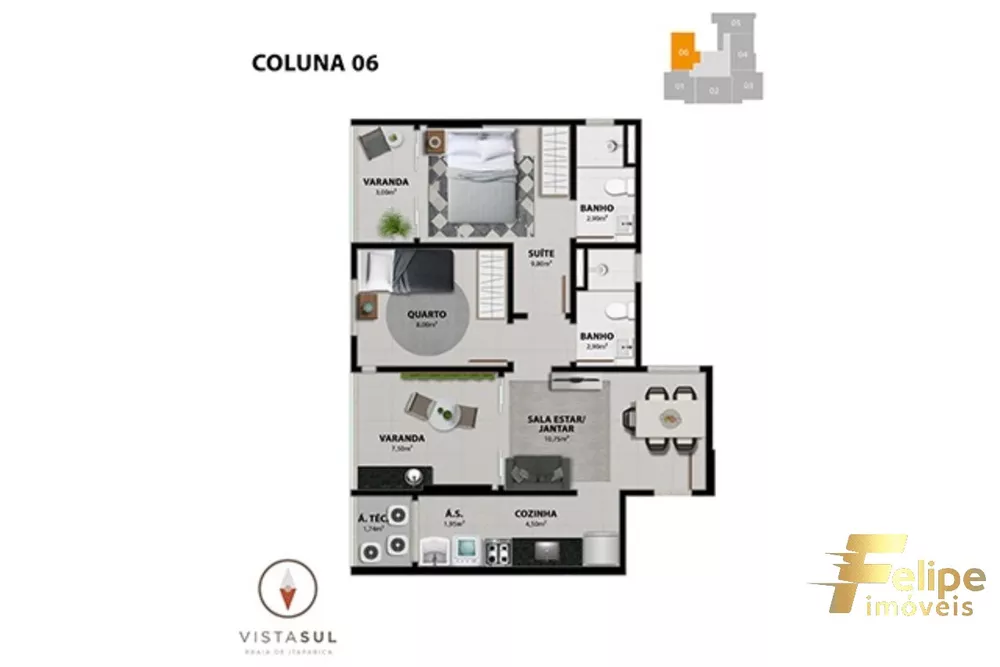 Apartamento à venda com 2 quartos, 63m² - Foto 4