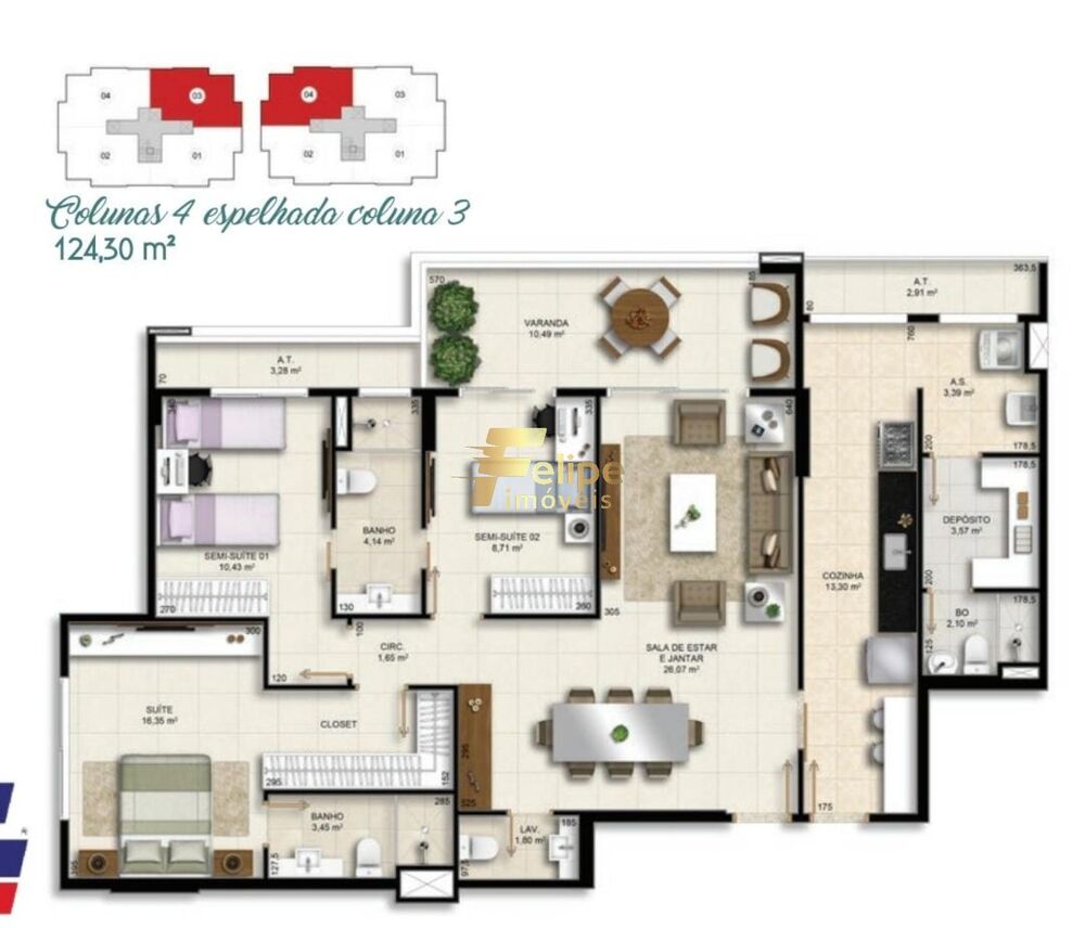 Apartamento à venda com 3 quartos, 124m² - Foto 8