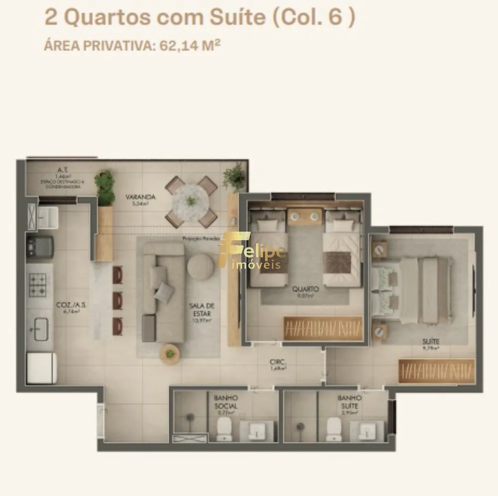 Apartamento, 1 quarto, 37 m² - Foto 2