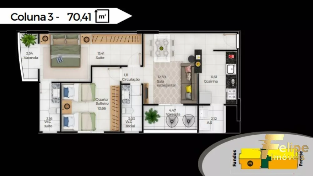 Apartamento à venda com 2 quartos, 70m² - Foto 3