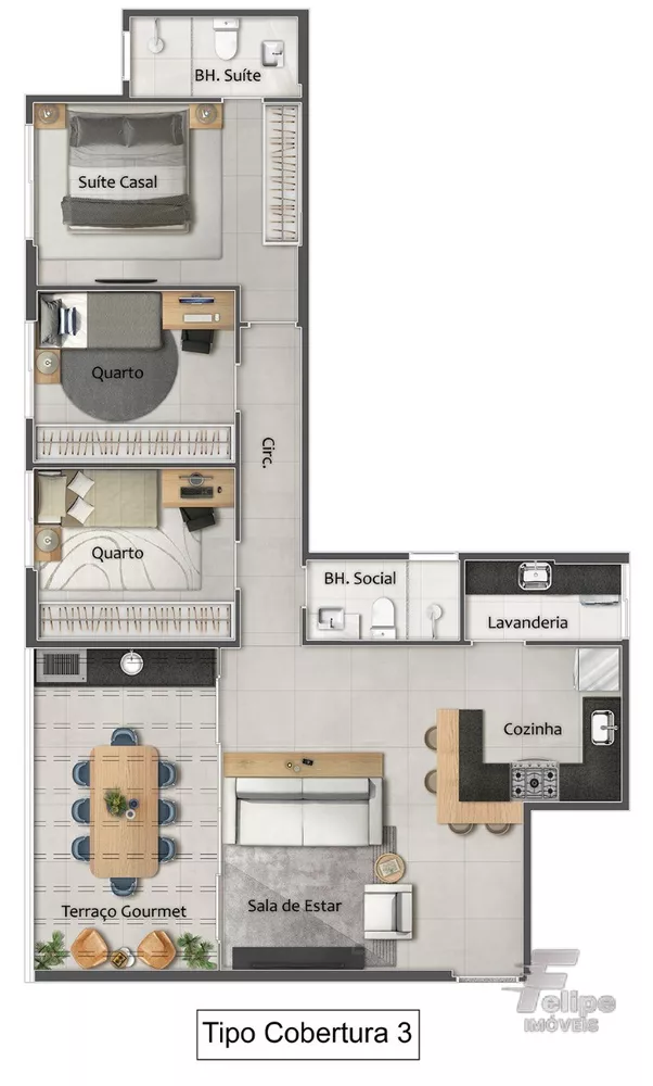 Apartamento à venda com 2 quartos, 65m² - Foto 2