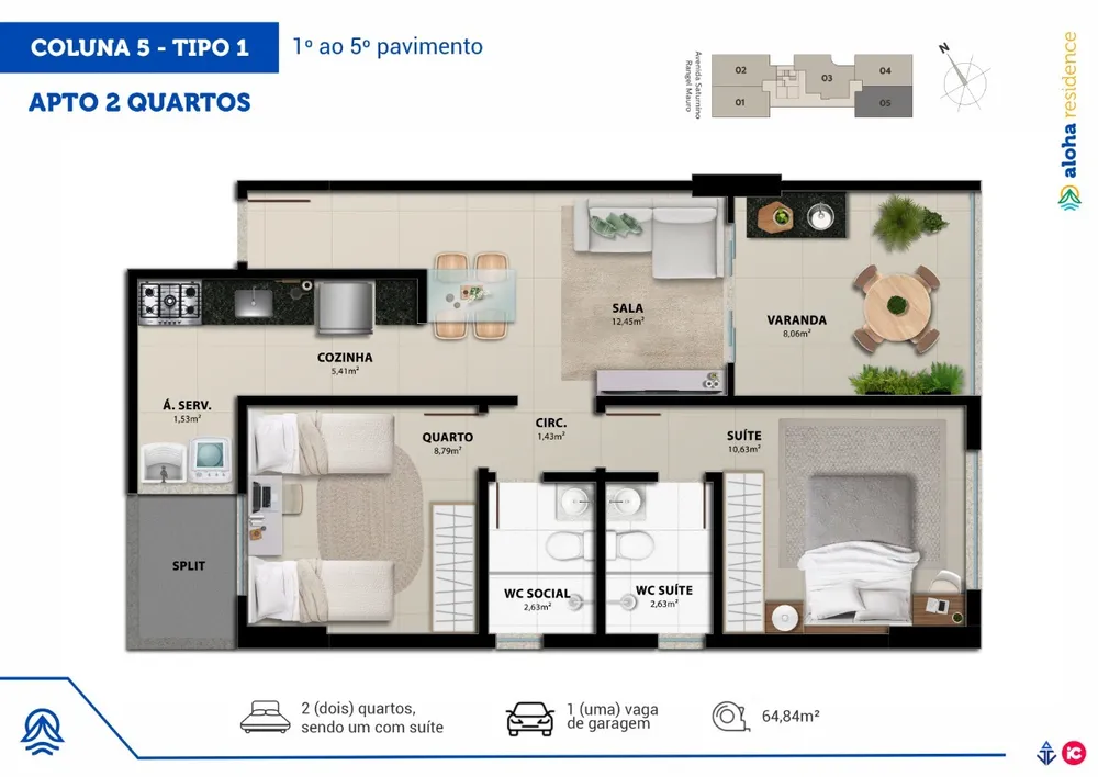 Apartamento, 2 quartos, 64 m² - Foto 2