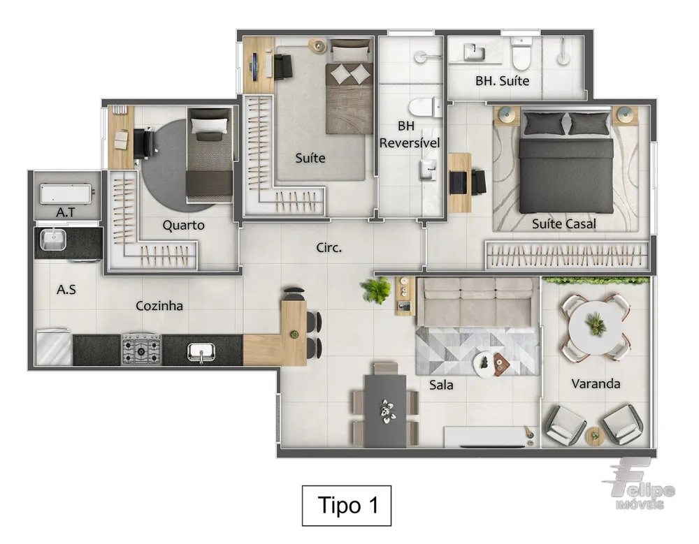 Apartamento, 3 quartos, 77 m² - Foto 8