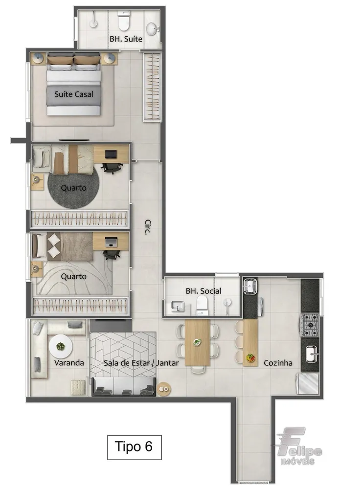 Apartamento, 3 quartos, 77 m² - Foto 6