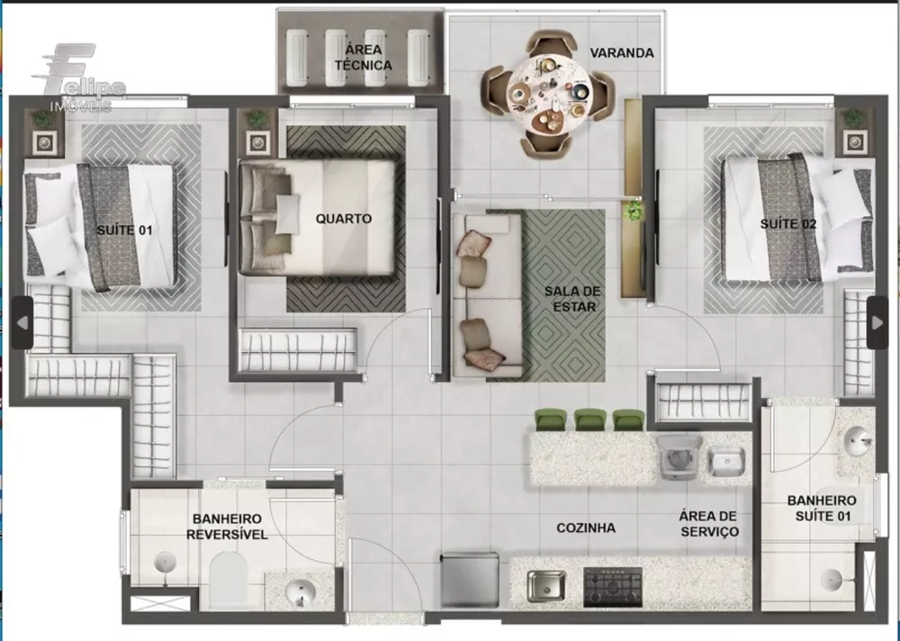 Apartamento à venda com 3 quartos, 68m² - Foto 7