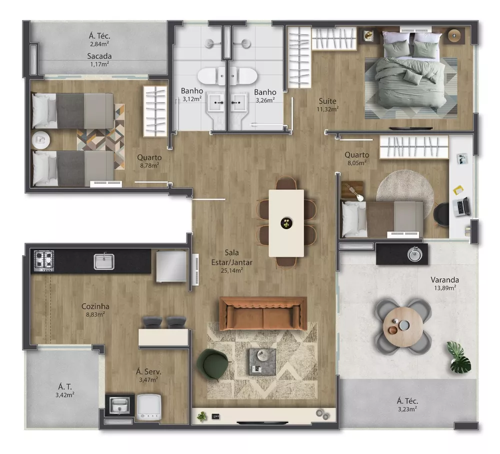 Apartamento à venda com 3 quartos, 103m² - Foto 2