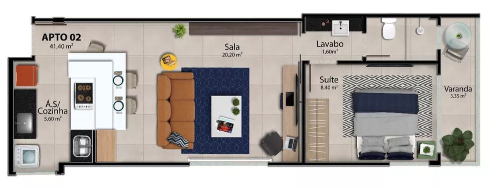 Apartamento à venda com 1 quarto, 42m² - Foto 4