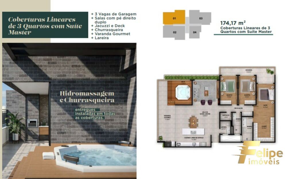 Cobertura, 3 quartos, 174 m² - Foto 3