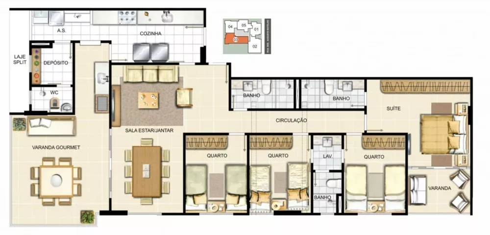 Apartamento à venda com 4 quartos, 140m² - Foto 2